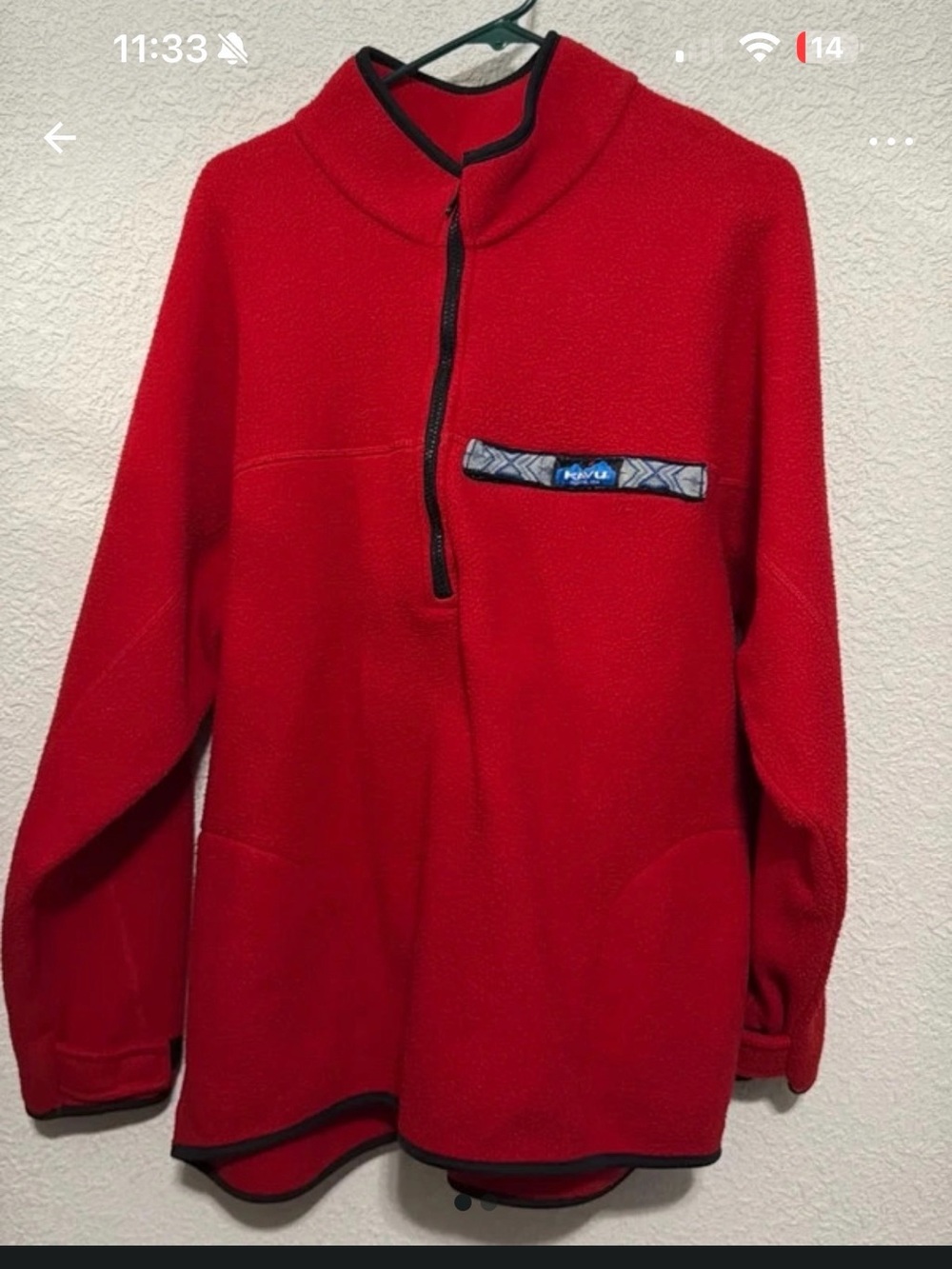Kavu Red Zip-Up Fleece Pullover